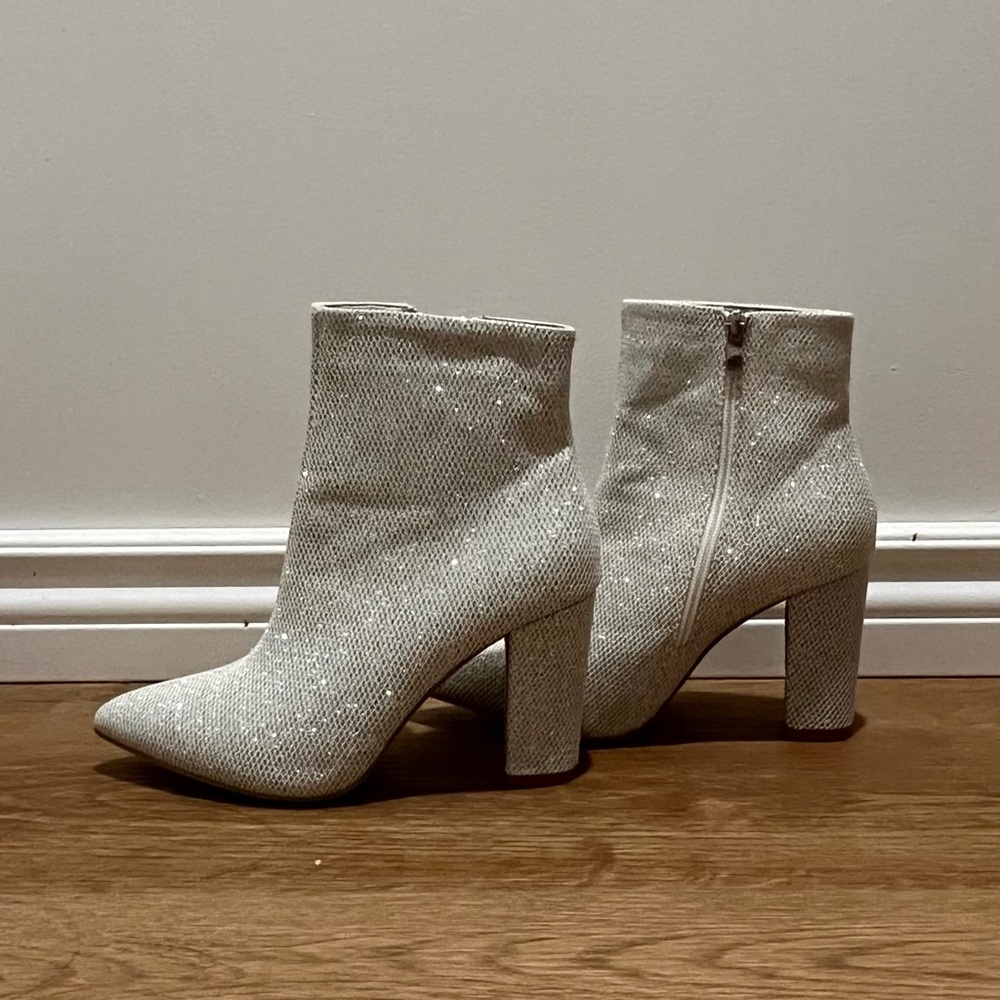 Silver Sparkly Ankle Boots